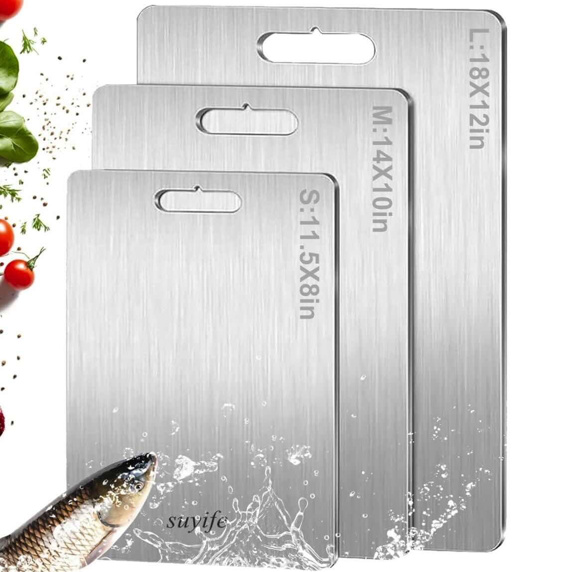 NSLLL simple titanium cutting board on counter